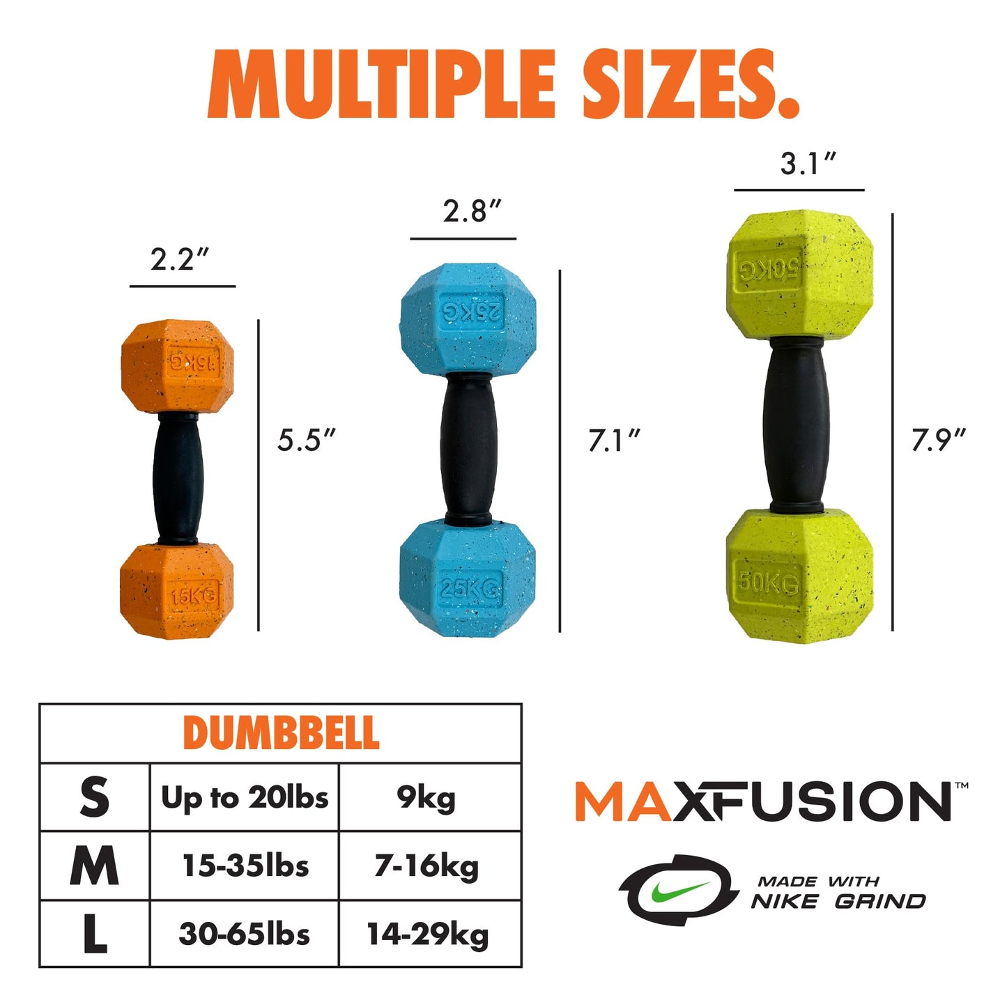 Max Fusion Made with Nike Grind, Arlee Dumbbell Dog Toy, Orange Dog Toys for Small & Medium Dogs, Durable & Natural Rubber Chew Toy for Play, Fetch, Tug & Chewing, Small, 1 Count