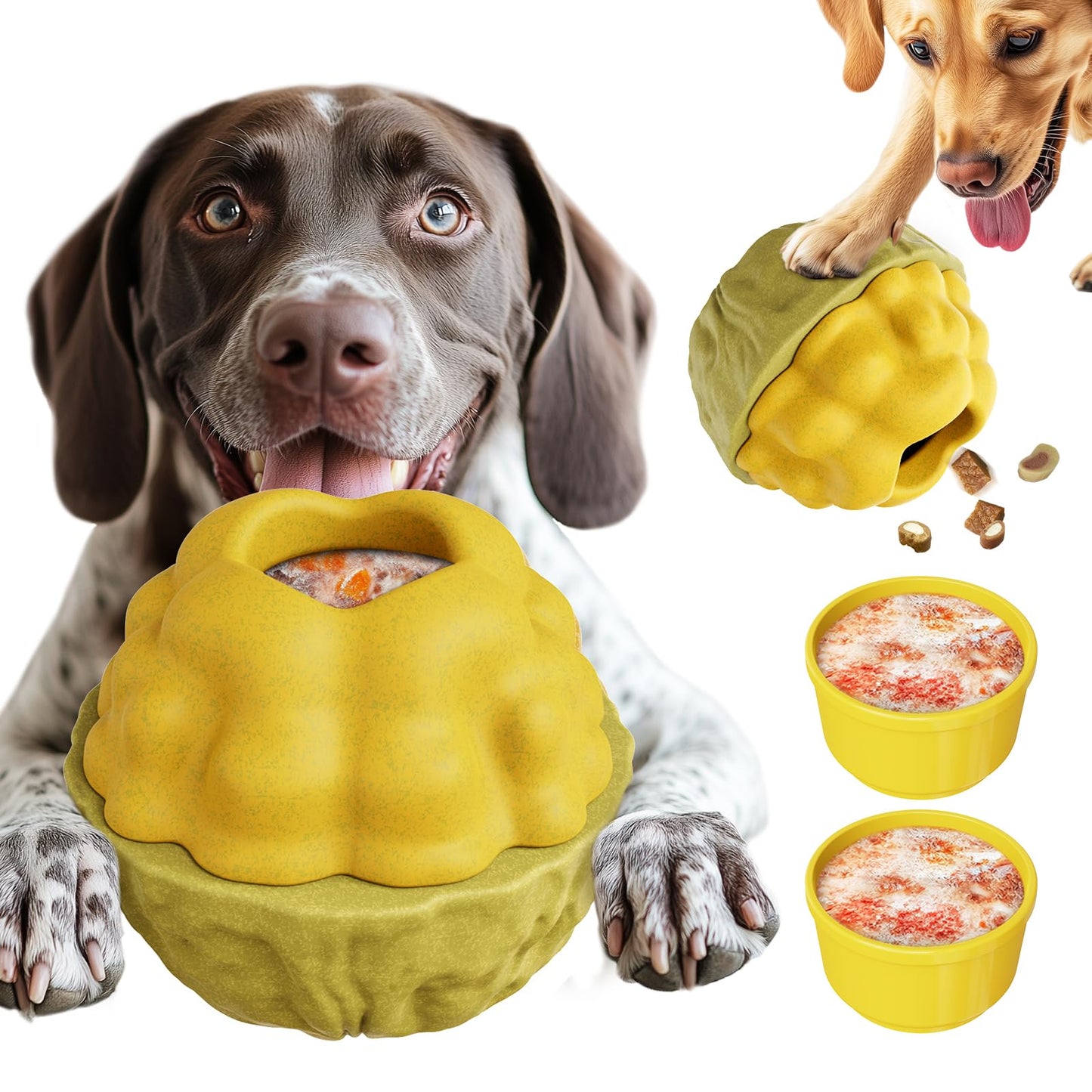 Frozen Treat Dispensing Dog Toy - Interactive Large Chew Toy for Aggressive Chewers, Freezable Fillable Rubber, Reduces Anxiety, Easy to Clean,for Small Medium Large Breeds
