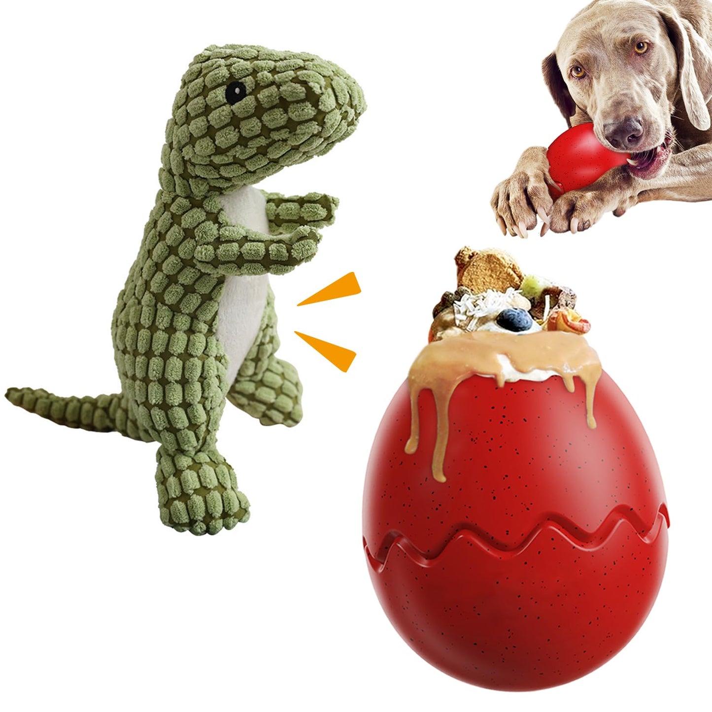 Hihope Dog Toys for Aggressive Chewers Large Dogs 2Pack,Puppy Chew Toys,Natural Rubber Indestructible Dog Toys,Treat Dispensing Dog Toy - Stuffable Dog Toy for Chewing & Playing