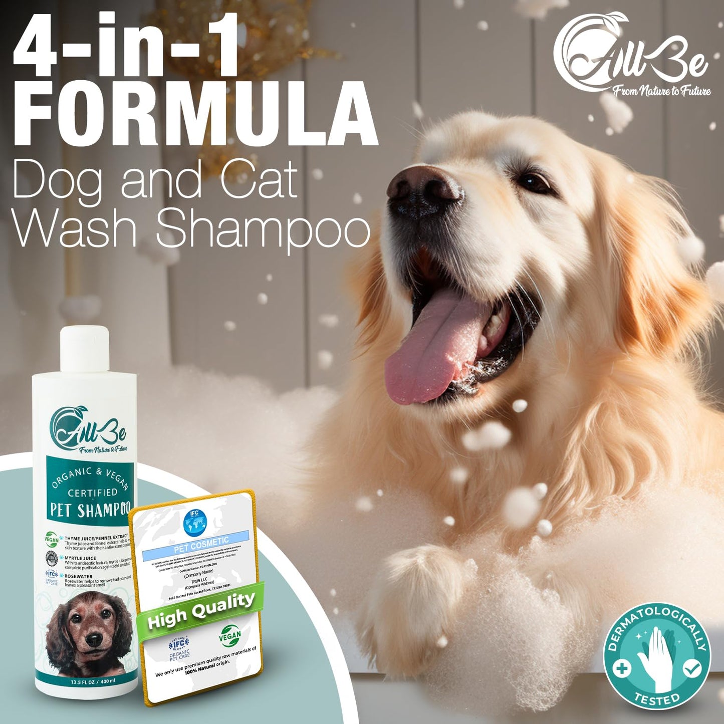 ALLBE Dog & Puppy Shampoo, Puppy & Dog Shampoo for Smelly Dogs, Tearless Pet Body Wash, Deodorizing, and Moisturizing, Conditioner Effect, Gentle Grooming Formula for Sensitive Skin, 13.5 Oz
