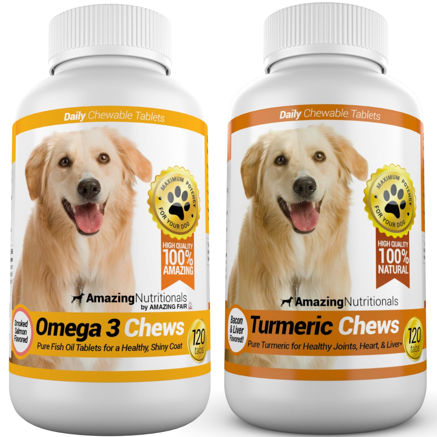 Skin and Coat Health Joint Support Bundle - Turmeric, Omega 3 for Itchy Skin Relief, Dry Skin, Hot Spots and Shedding