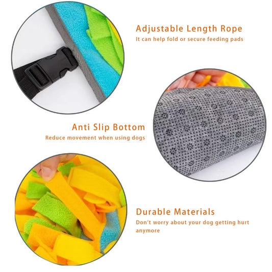 KVEXLIM Snuffle Mat for Dogs - Interactive Dog Feeding Mat with Squeaky Center & 2 Spikey Balls | Mental Enrichment Toy for Small, Medium, Large Dogs | Slow Feeder, Machine Washable, Non-Slip Base