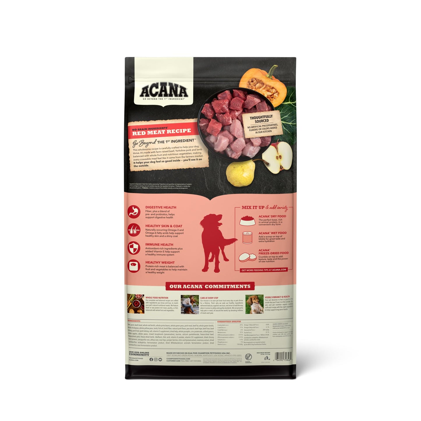 ACANA Grain Free Dry Dog Food Red Meat Recipe 32lb Bag