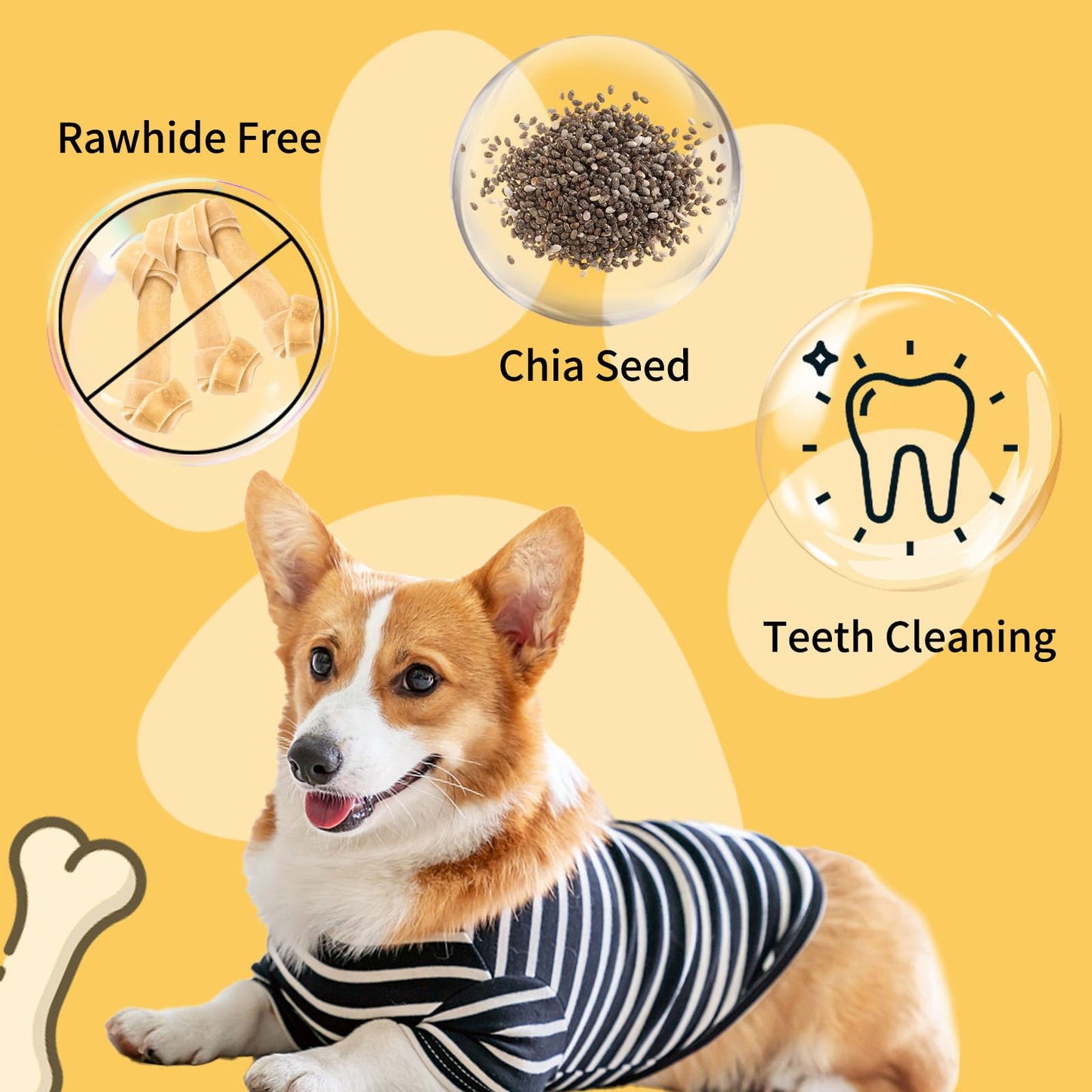 ASMPET Dog Treats Chews, Chicken Wrapped Cod Dumbbell, Rawhide Free & Grain Free Chewy Training Snacks