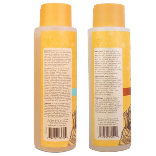 Burt's Bees for Pets Itch Soothing Shampoo with Honeysuckle & Hypoallergenic Shampoo with Shea Butter | Natural Dog Shampoo for Itchy Skin & Sensitive Dogs | 16 Fl Oz Each