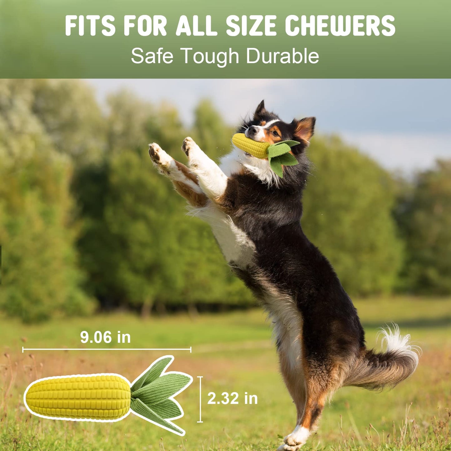 Vekung Dog Toys for Aggressive Chewers, Indestructible Tough Squeaky Corn Chew Toy for Large Medium Small Breed, Interactive Dog Toys to Keep Them Busy