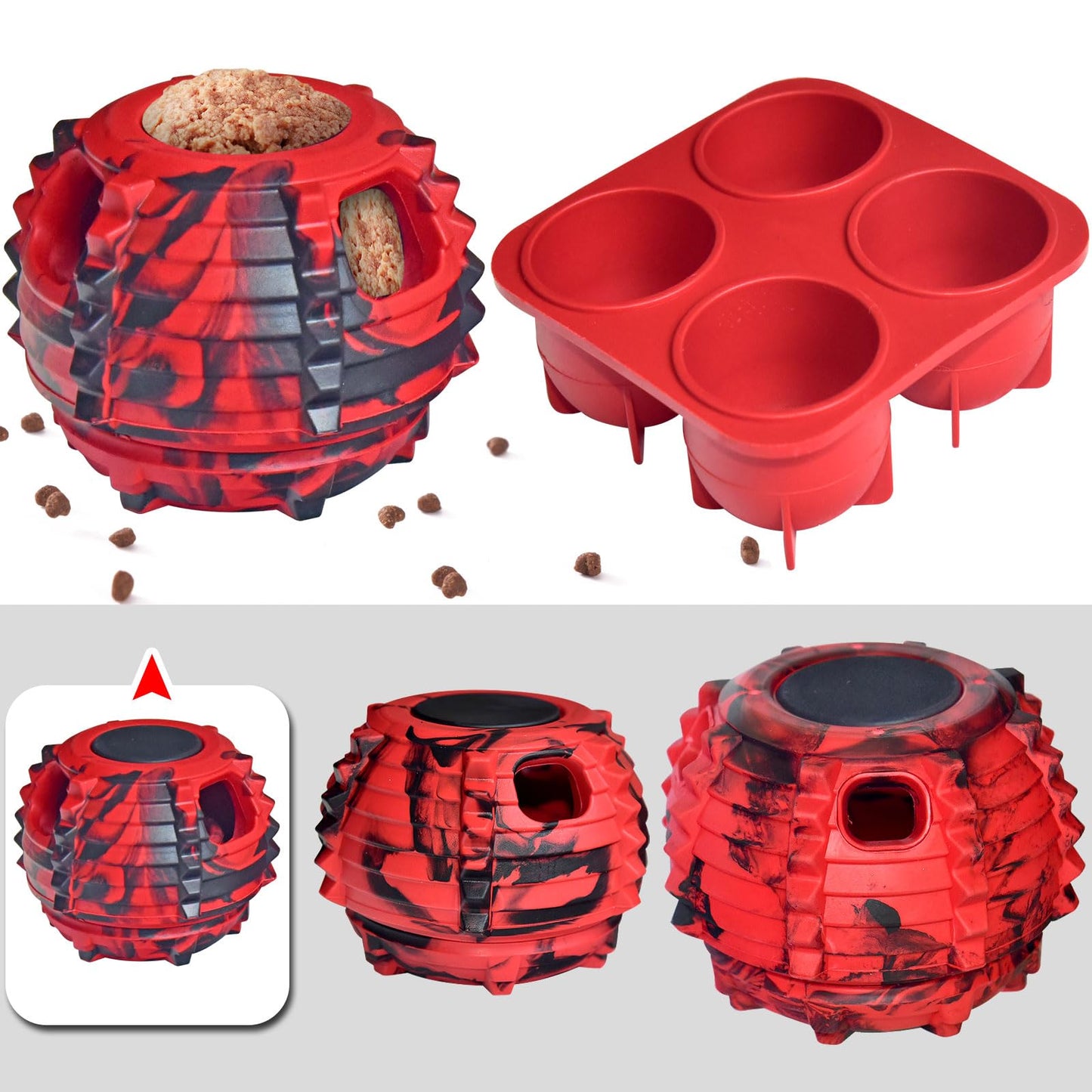 XHX Long-Lasting Interactive Dog Toy to Keep Your Pup Distracted - Safe for Dogs - Low-Mess Design - Dog Toys for Small Dogs 10-25 lbs(Small, Red and Black)