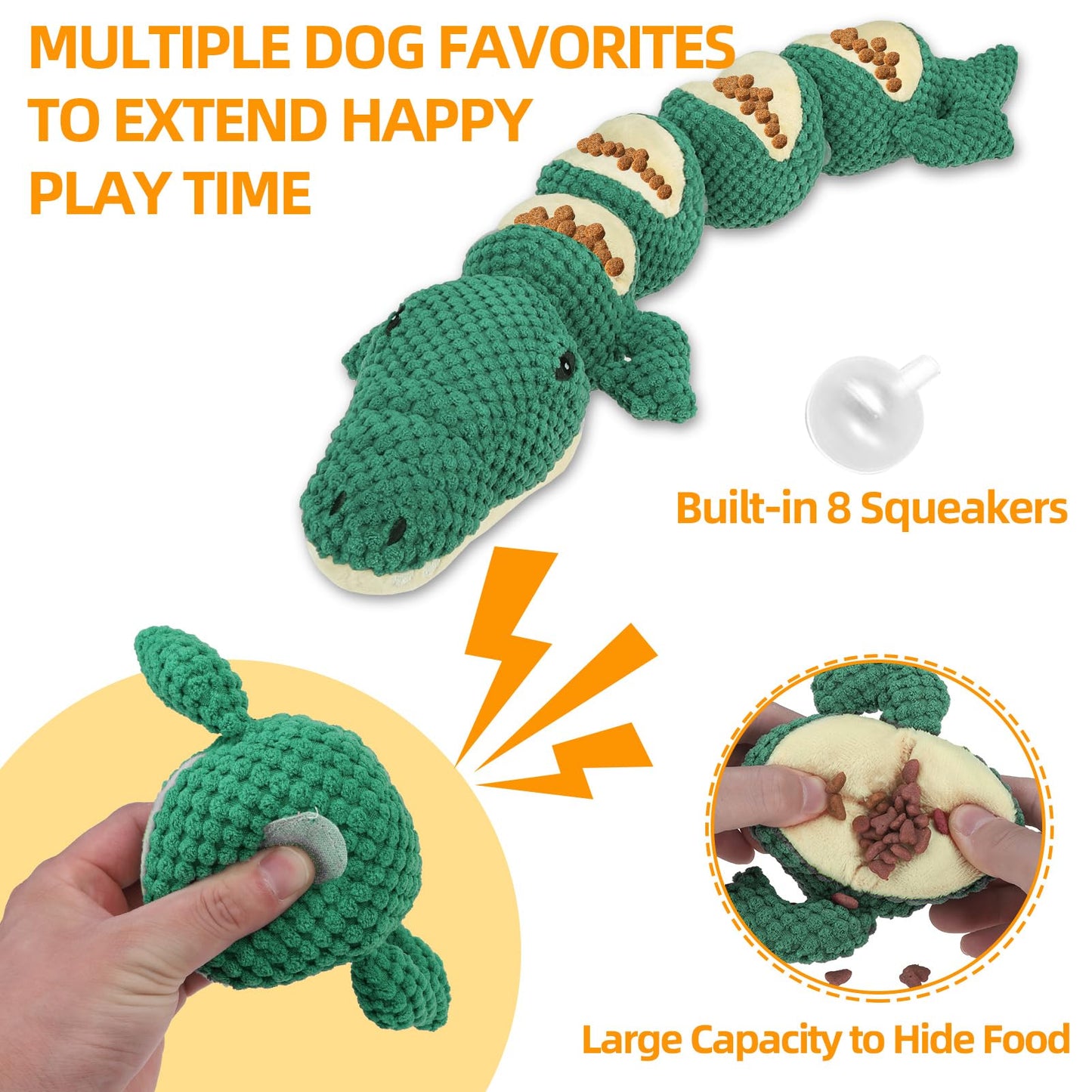 Mihachi Dog Enrichment Toys, Snuffle Toy for Small Medium Dogs, Detachable Dog Puzzles Squeaky Sniffle Interactive Toy for Foraging Training, Boredom and Mental Stimulation, Green Crocodile