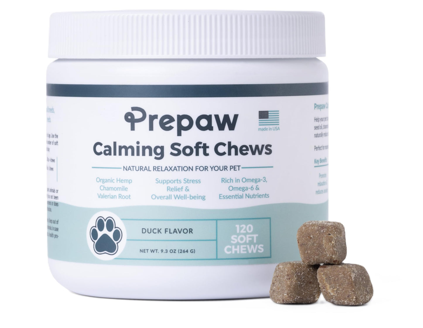 Prepaw Calming Hemp Soft Chews for Dogs - Natural Calming Treats with Organic Hemp Seed Oil, Chamomile, Valerian Root & Passion Flower - Anxiety & Stress Relief Bites | USA Made, 120 Soft Chews
