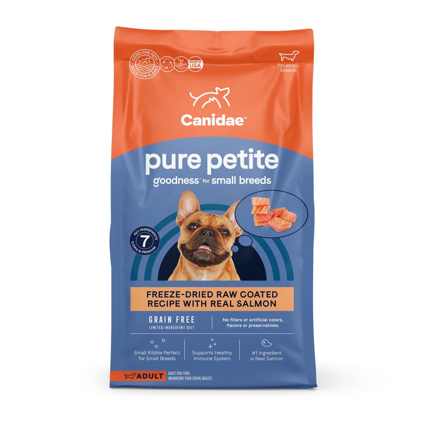 Canidae Pure Petite Premium Freeze-Dried Raw Coated Dog Food for Small Breeds, Real Salmon Recipe, 10 lbs, Grain Free