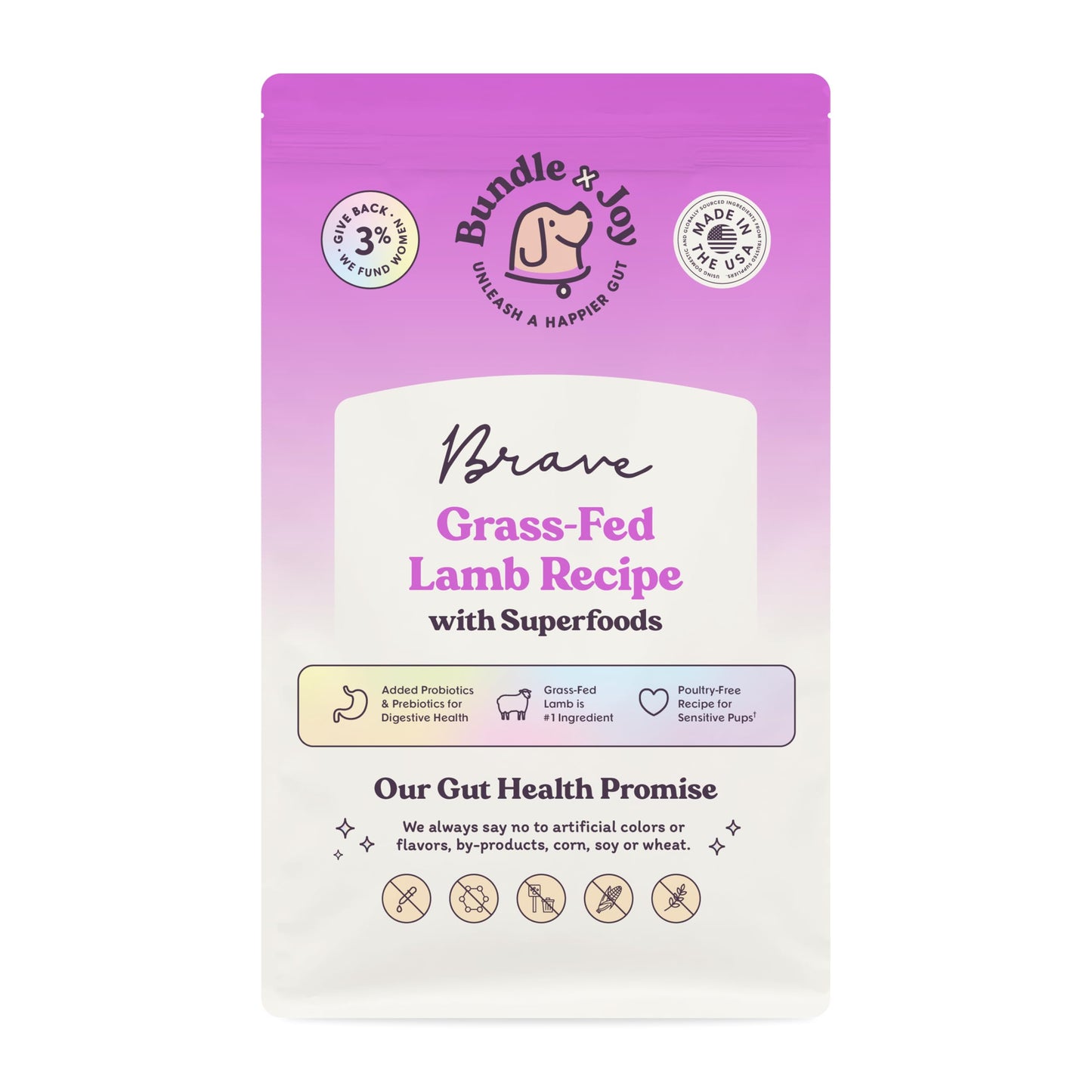 Bundle x Joy Brave Probiotic Dog Food Dry, Lamb, 4lb Bag, Allergy and Gut-Friendly Adult Kibble for Digestive Health with Grass-Fed Lamb, 20 Plant Based Superfoods, Poultry and Grain Free