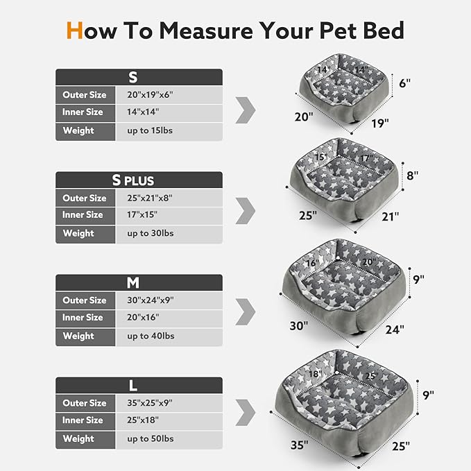 SIWA MARY Dog Bed Medium Size Dog,Waterproof Dog Sofa Beds,Comfort Dog Beds for Medium Dogs with Non-Slip Botttom,S Plus(25"x21"x8") Dark Grey