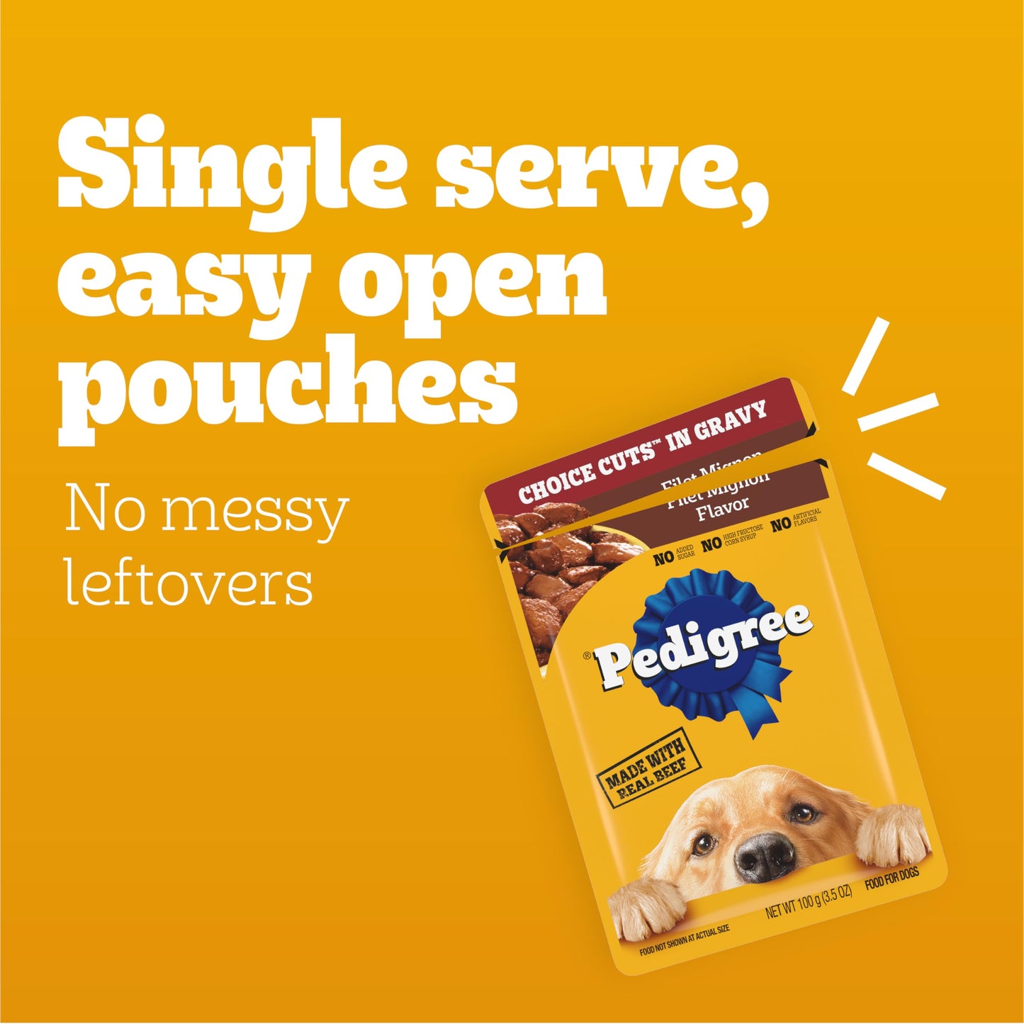 Pedigree Choice Cuts in Gravy Adult Soft Wet Dog Food 16-Count Filet Mignon Flavor, 3.5 oz Pouches