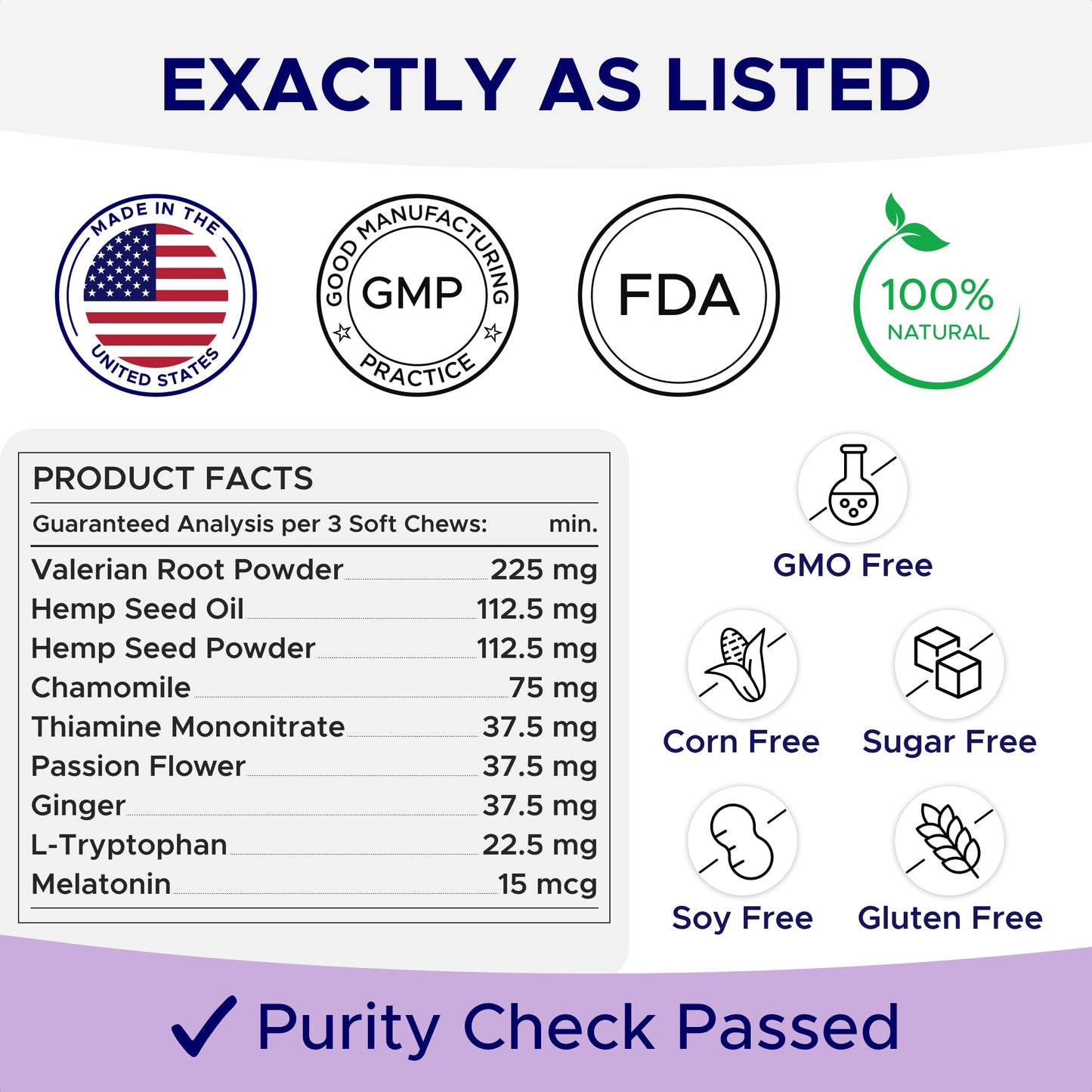 GOODGROWLIES Advanced Calming Chews for Dogs - Hemp Treat + Melatonin + Valerian - Relaxing Bites - Calming Care - Anti-Anxiety & Stress Relief - Made in USA - Calm, Sleep Aid, Storms - 120Ct