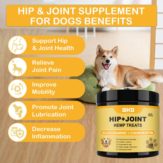 Joint Supplement for Dogs - Joint Chews for Dogs 100% Natural Ingredients, Glucosamine Chondroitin Bone Hip and Joint Supplement Dogs Aid with Relief Arthritis Pain, Care Mobility Bites Treats