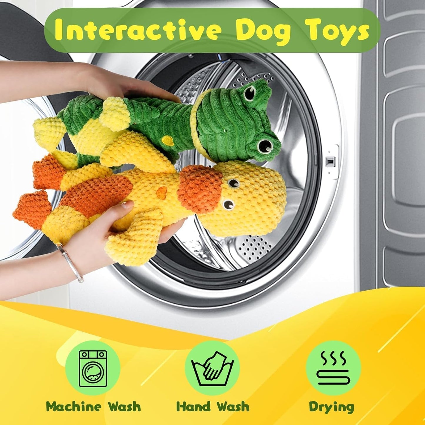 Durachew Dog Toy, Invincible Chewanimals by Wowpetsmart, Indestructible Plush Squeaky Toy for Heavy Chewers, Durable Duck and Frog Design(Frog + Duck)
