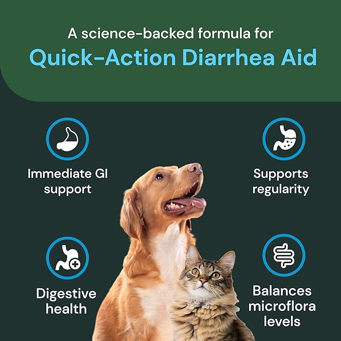 VetriScience Quick Action Diarrhea Aid Paste - Occasional Diarrhea Support for Pets - Probiotic Formula for Nervous Guts - Digestive Support Supplement - Unflavored - 60 cc
