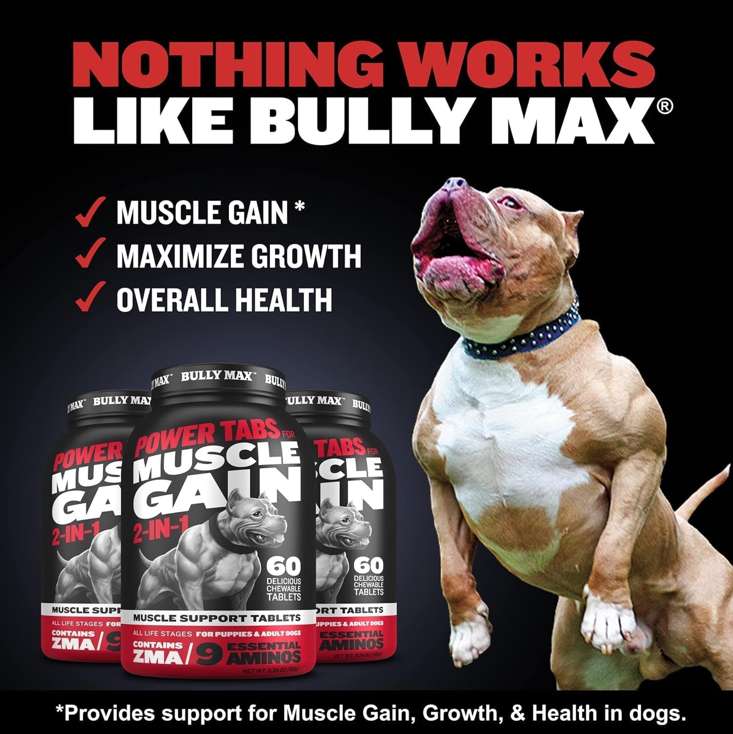 Bully Max Puppy Development Bundle: High-Protein Lamb Puppy Food (5lb), 2-in-1 Vitamin Tabs (2 Bottles) & Power Tabs (60ct) for Muscle - Supports Growth, Immunity, Digestion & Training for All Breeds