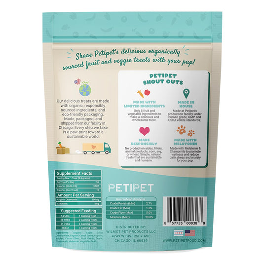 Petipet Calming Chews for Dogs - Plant-Based Calming Supplement w/Melatonin+Chamomile - Calming Aid Soft & Chewy Treats for Relaxing, Stress, Separation, Anxiety Relief, Puppies, Small & Large Breeds