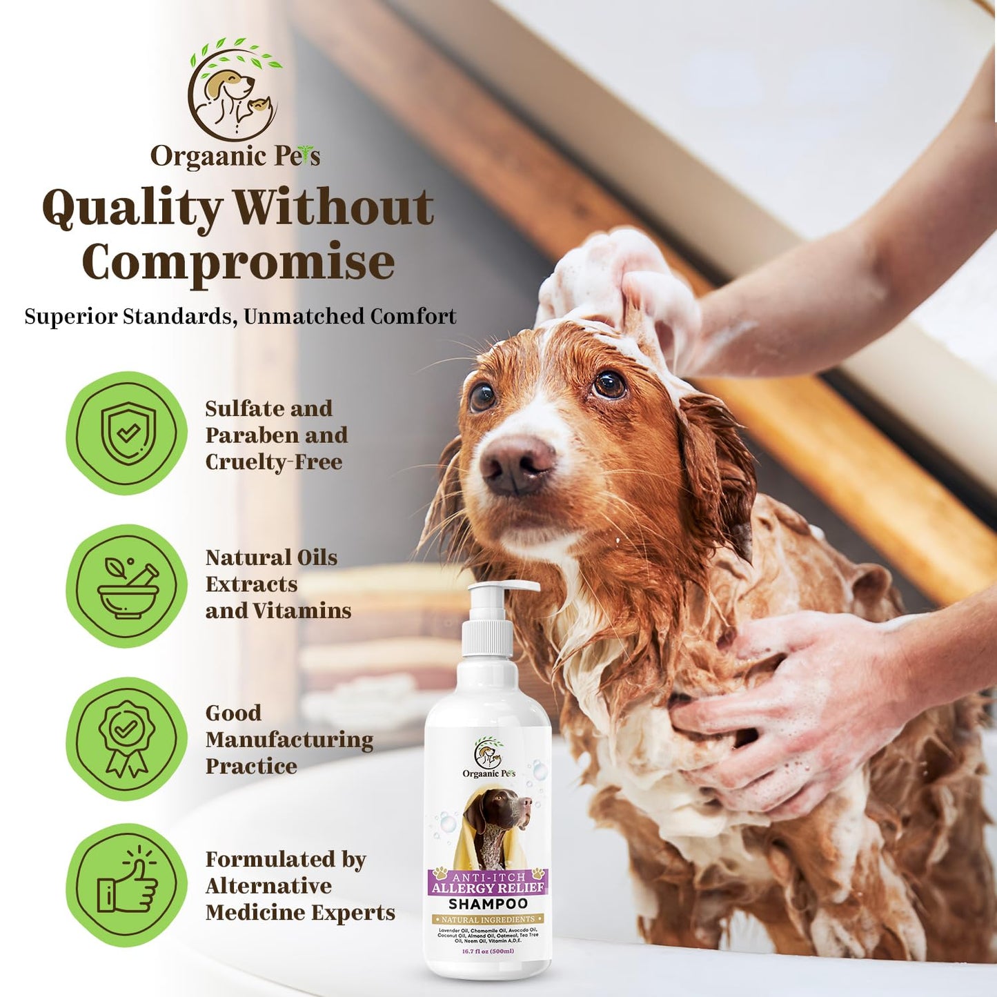 Anti-Itch Dog Shampoo: with 9 Natural Essential Oils and Ingredients - RELIEVES discomfort from Skin Allergies -Moisturizing - Anti-inflammatory - Calming