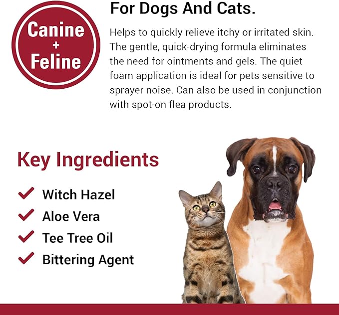 Vet Classics Allergy Hot Spot Foam for Dogs and Cats – Pet Spray for Hot Spots, Itchy, Irritated Skin – Includes Aloe Vera – Quiet Pet Foam for Sensitive Skin, Quick-Drying – 8 Oz.