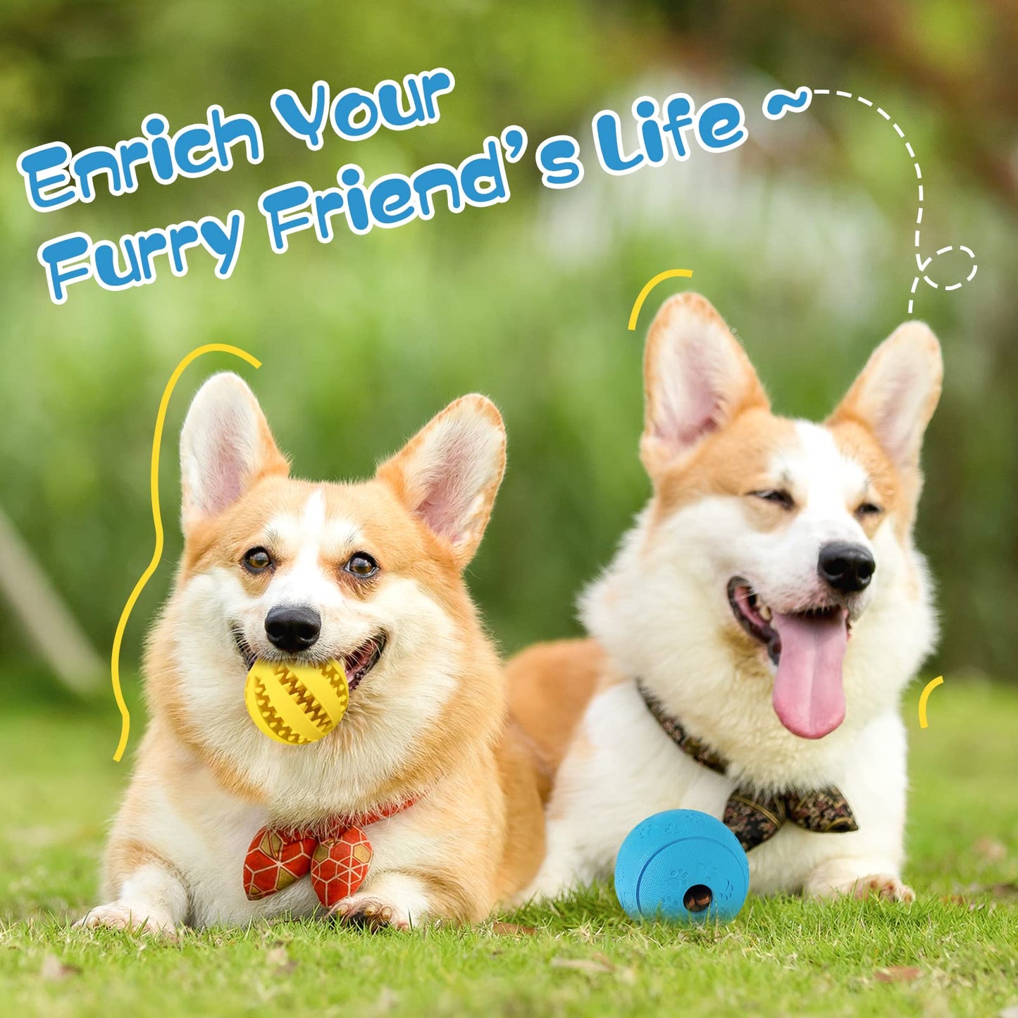 HIPPIH Dog Puzzle Toys 2 Pack, Dog Enrichment Toys for Large Dogs & Small Dogs, Puppy Balls for Treat Dispensing, Durable Balls for Teeth Cleaning/IQ Training/Chewing