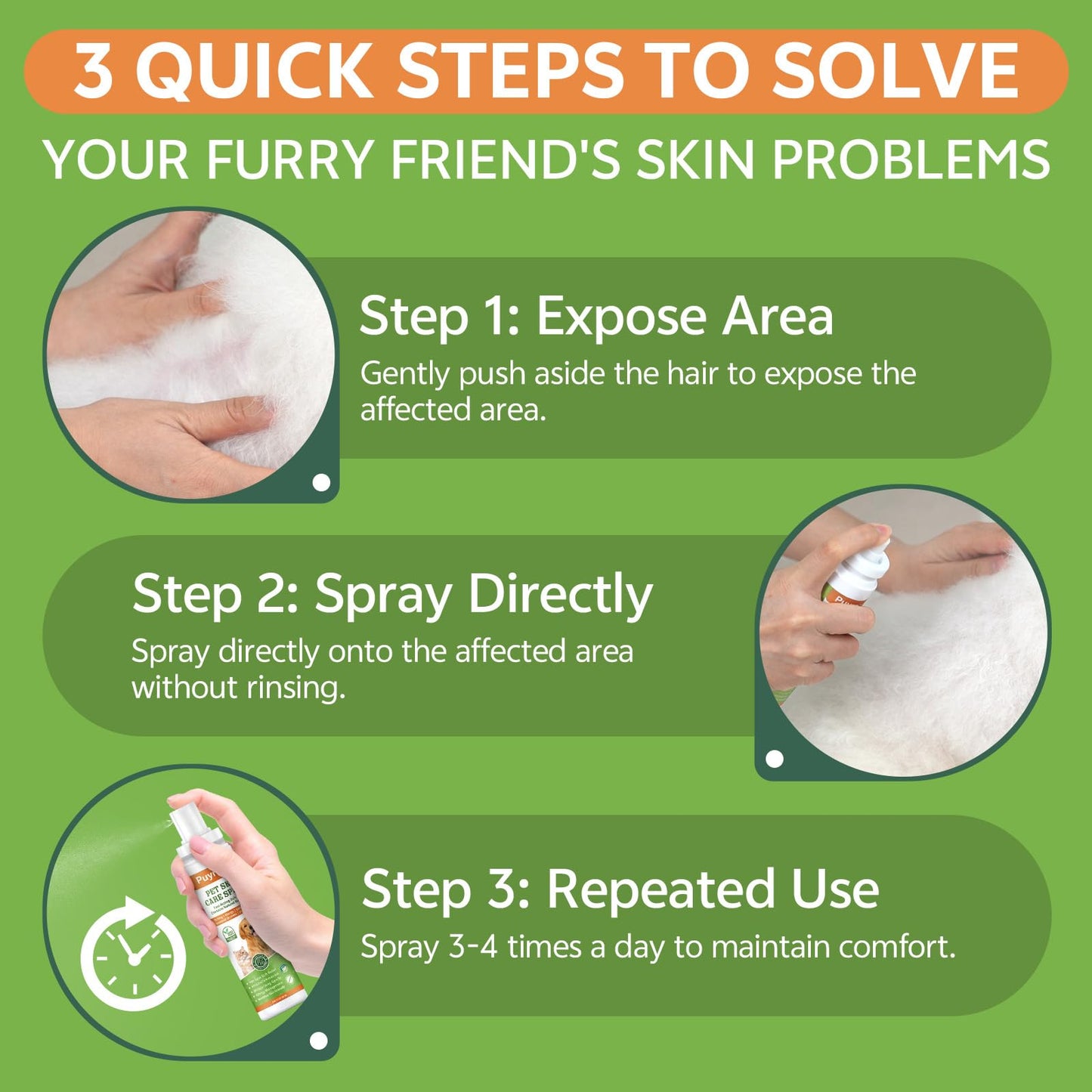puyrzoe Itch Relief & Hot Spot Spray Treatment for Dogs & Cats - Natural Extract Formula for Anti Itch, Allergy Relief, Stop Scratching, Lickable, Wound Care Spray for All Animals (4.06 Fl Oz)