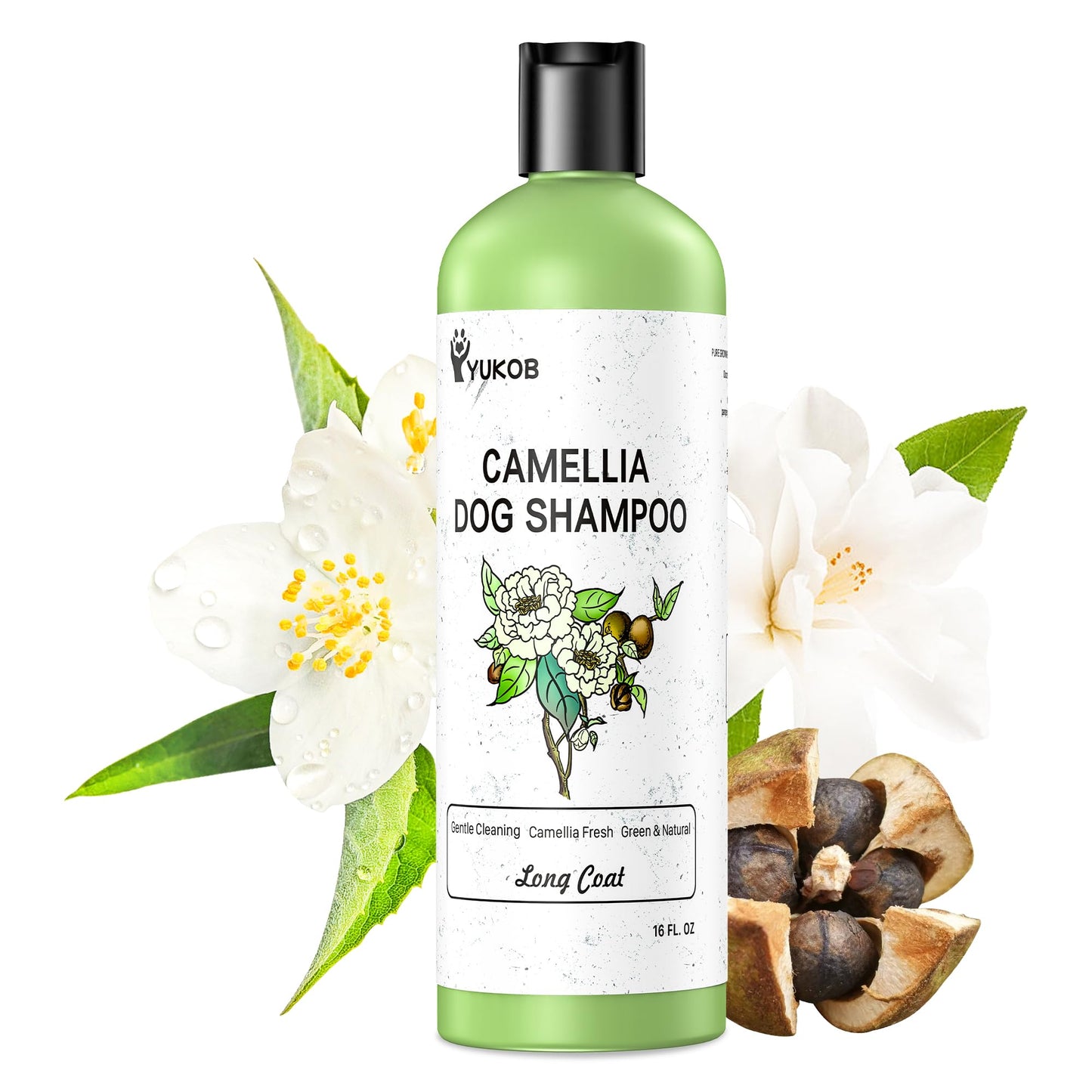 YUKOB Dog Shampoo for Allergies & Itching - Natural Camellia Oil Pet Shampoo for Sensitive Skin, Deshedding, Smooth Coat for Smelly Dogs |Effective Odor Removal | 16 oz