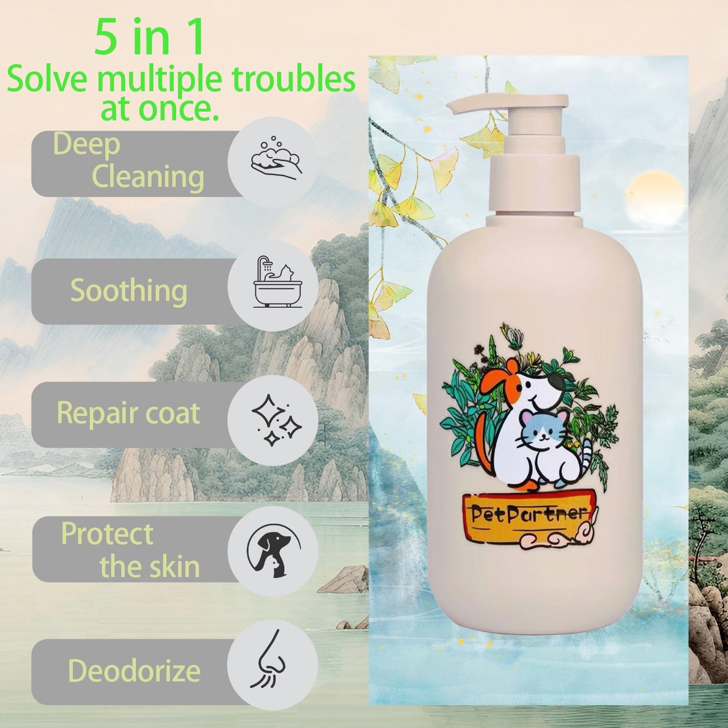 Cat and Dog Shampoo Conditioner, Hypoallergenic Medicated Puppy Shampoo，Veterinary Formula Dog Shampoo for Allergies and itching，Itchy Skin Relief for Smelly Dogs, Natural Sensitive Skin Care