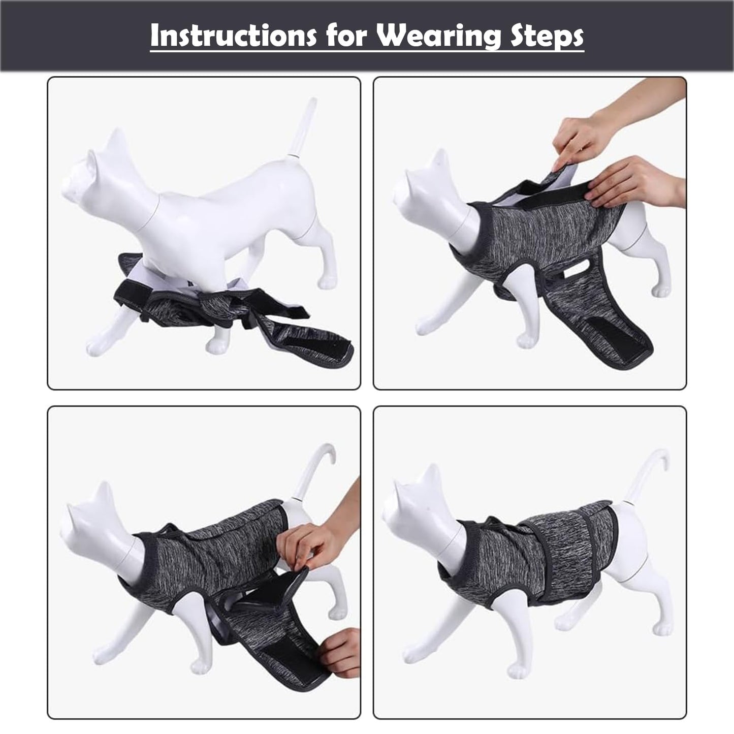 Pet Anxiety Jacket Calming Vest, YolieraArt Thunder Jacket for Cats and Dogs Anxiety, Calming Wrap Around Hug Thunder Jacket Weighted Anxiety Calming Vest for Pets (Grey, Large)