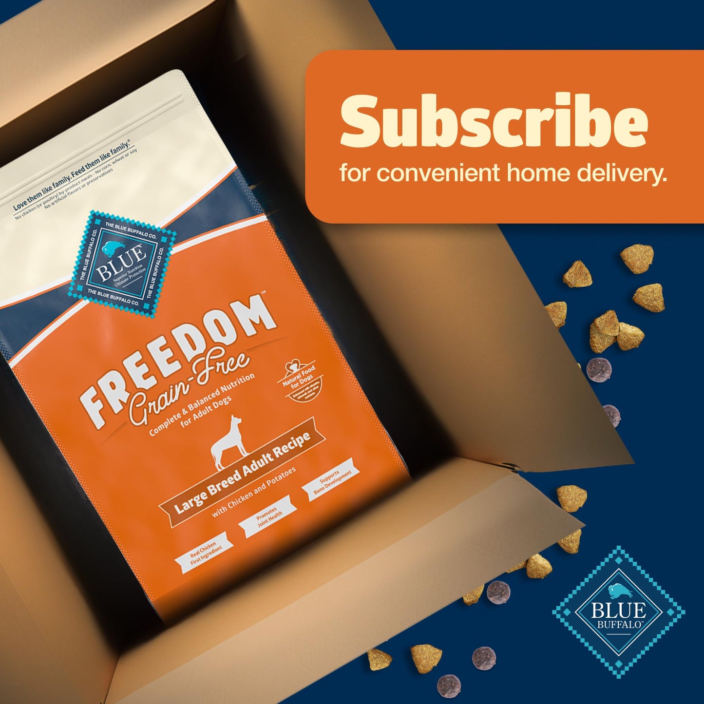 Blue Buffalo Freedom Grain-Free Large Breed Dry Dog Food, Supports Joint Health & Mobility, Made in the USA With Natural Ingredients, Chicken & Potatoes, 24-lb Bag