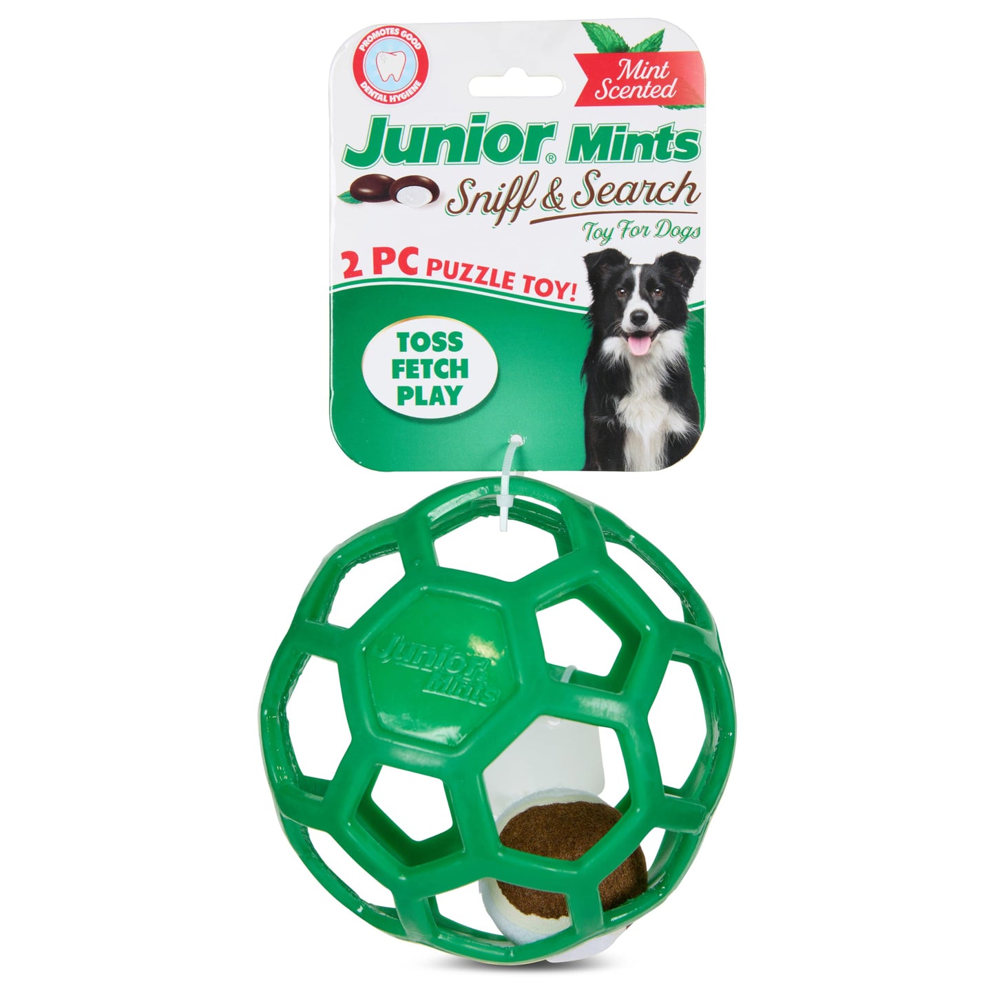 Tootsie Roll Sniff n’ Seek Squeaky Ball Dog Toy – Candy Scented Chew Ball for Dogs – Interactive Scent and Sound Enrichment Toy, Junior Mints, Double Bubble & Dots Designs