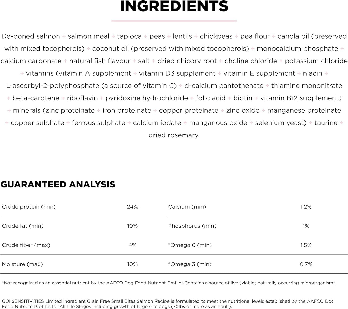 Go! Solutions Sensitivities Limited Ingredients, Grain-Free Dry Dog Food, Small Bites Salmon Recipe for Sensitive Stomach, 3.5 lb Bag