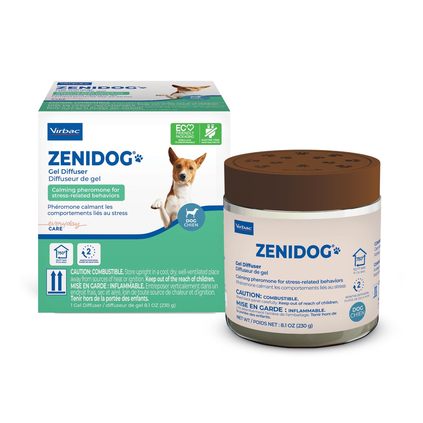 ZENIDOG Gel Diffuser - Dog Calming Pheromone Diffuser for Stress Relief No Electricity Required and Lasts up to 2 Months by Virbac