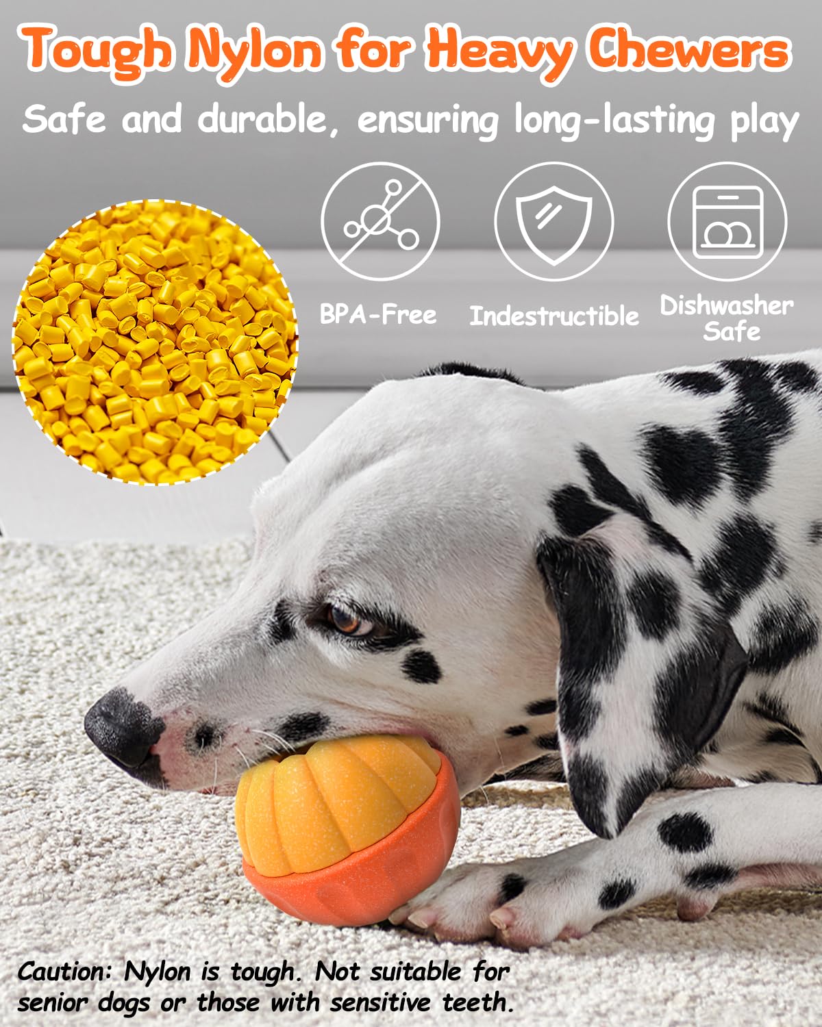 KrauzPet Treat Dispensing Dog Toys for Aggressive Chewers, Interactive Frozen Enrichment Puzzle Ball to Keep Dogs Busy, Indestructible Nylon Chew Toy for Medium Large Breed