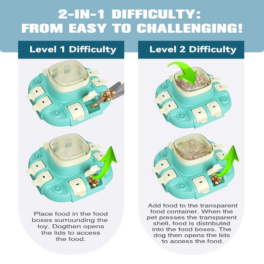 Dog Puzzle Toys 2 Level, Interactive Dogs Treat Puzzle Feeder Toy for IQ Training & Mental Stimulating, Fun Slow Feeder Dog Bowls, Large Medium Small Dogs Enrichment Toys