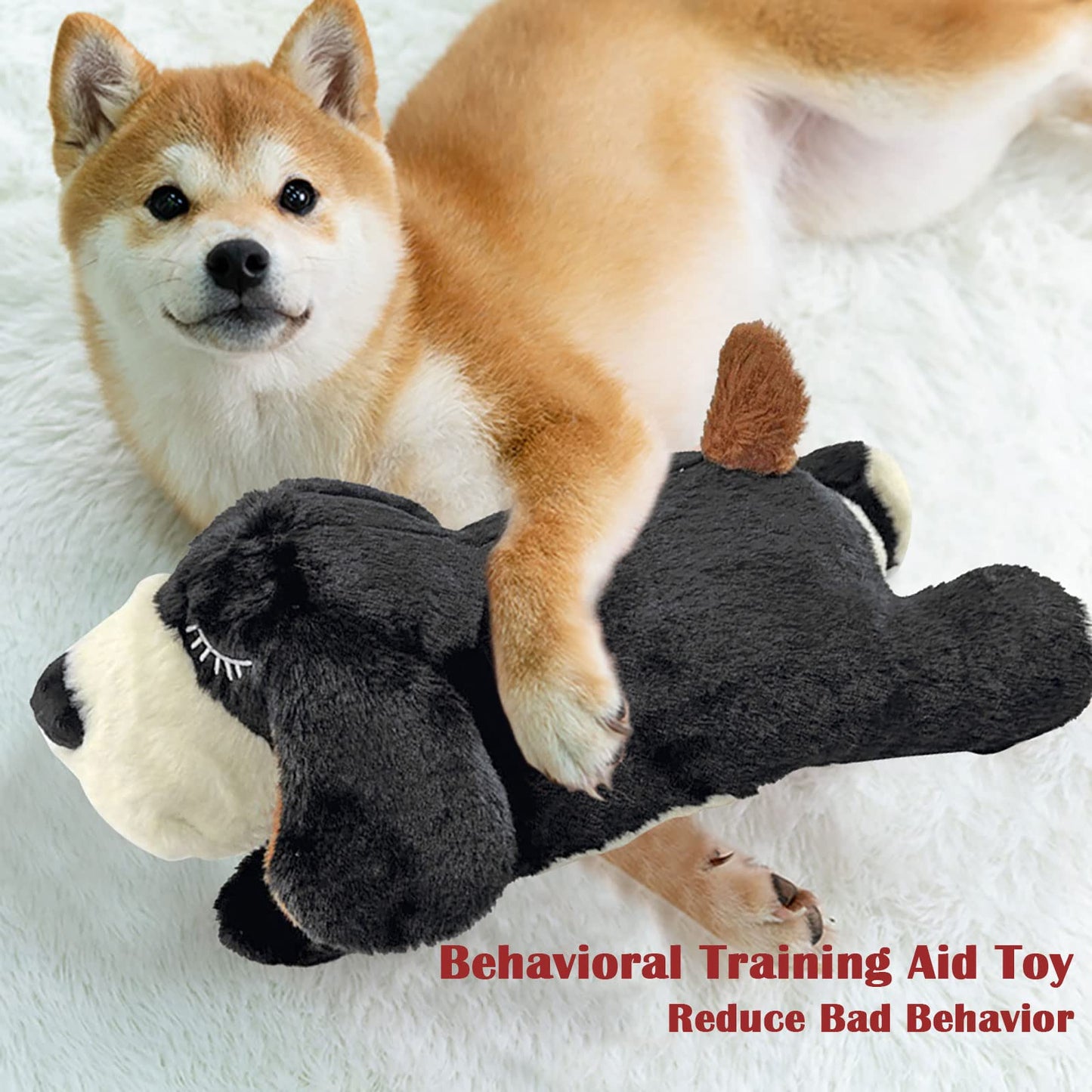 ZALBYUY Heartbeat Puppy Toy, Puppy Sleep Aid Toy, Small Dog Training Toys for Separation Anxiety Relief, Pets Plush Toys for Dogs Cats (Black)