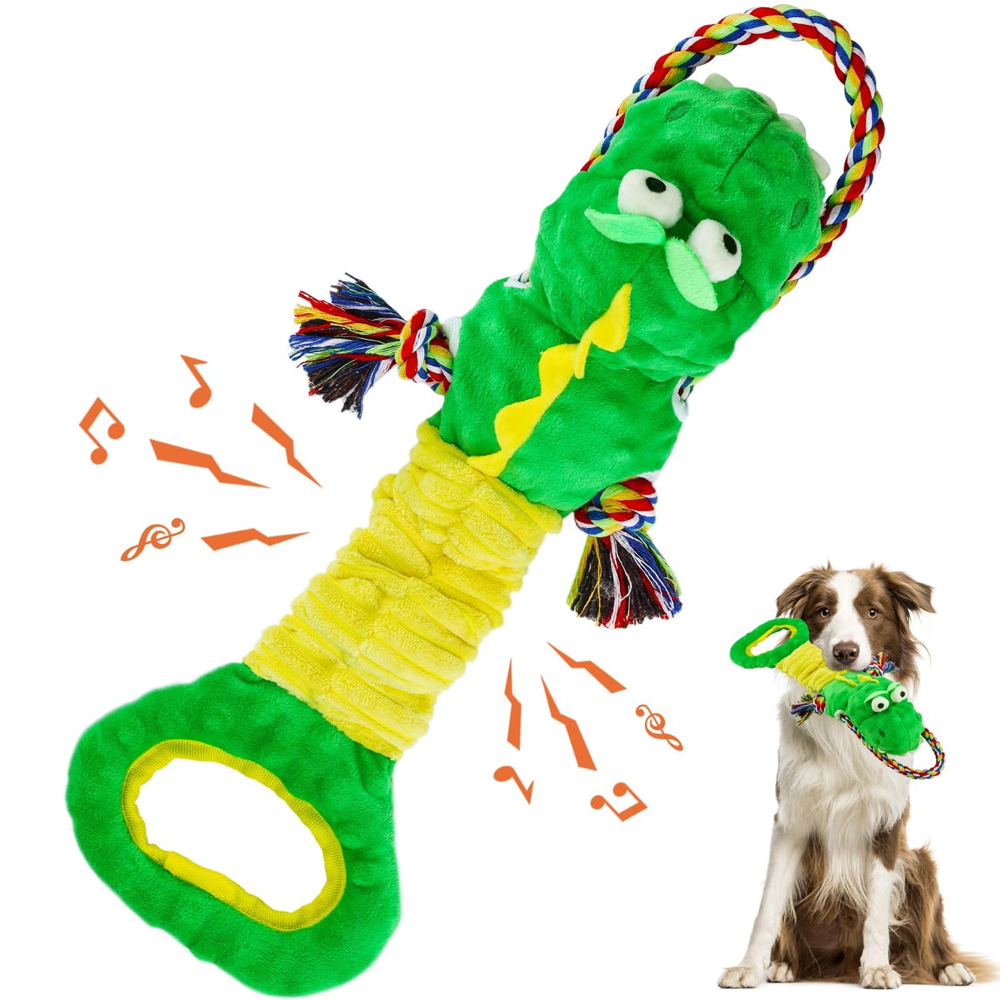 YINEYA Squeaky Dog Toys for Large Dogs, Interactive Dog Toys to Keep Them Busy, Puppy Chew Toys for Teething, Dog Tug of War Toys, Puppy Teething Toys