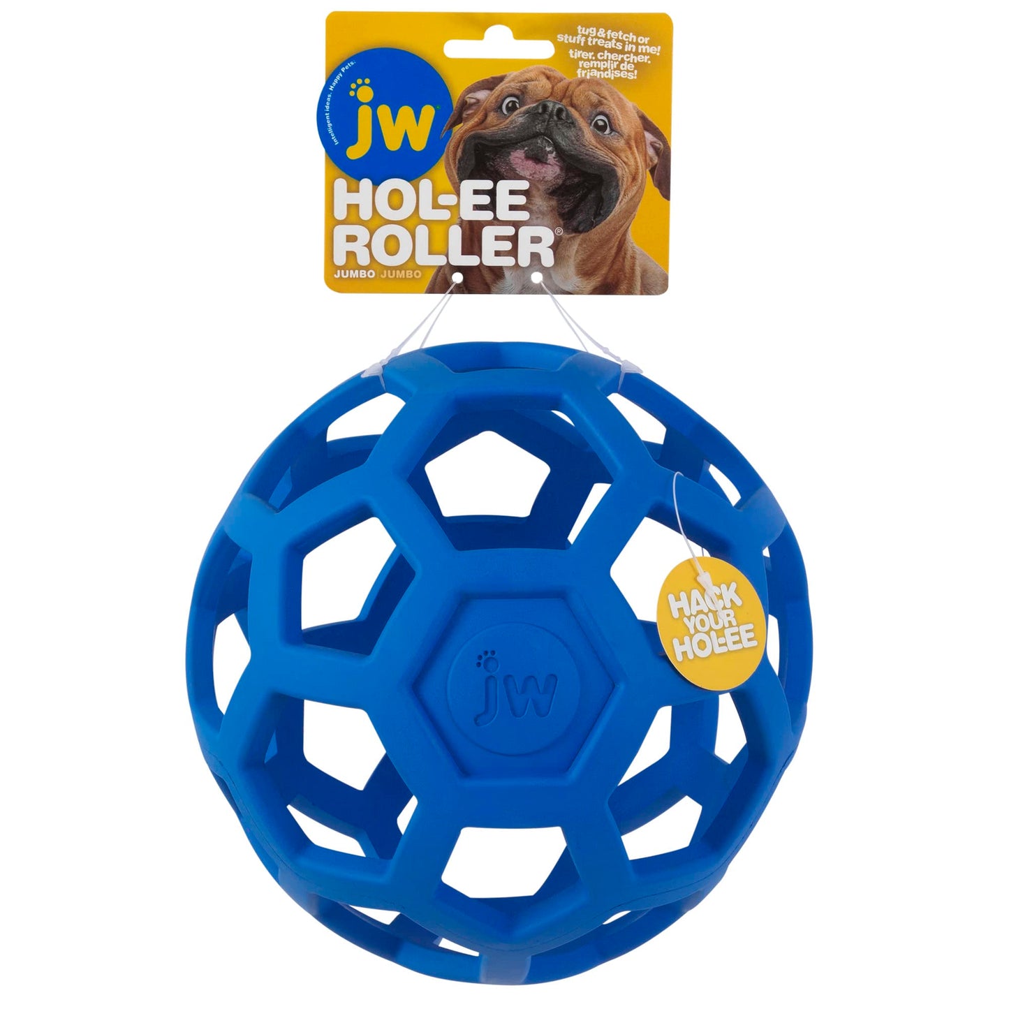 JW Pet Hol-ee Roller Dog Toy Puzzle Ball, Natural Rubber, Extra Large (7.5 Inch Diameter), Colors May Vary