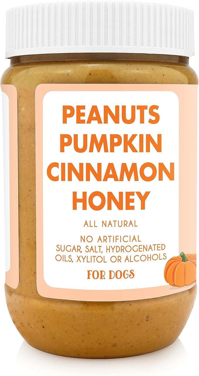 Pumpkin Pup Buddy BUDDER, 100% Natural Dog Peanut Butter, Healthy Peanut Butter Dog Treats, Made in USA, (17oz Jars)