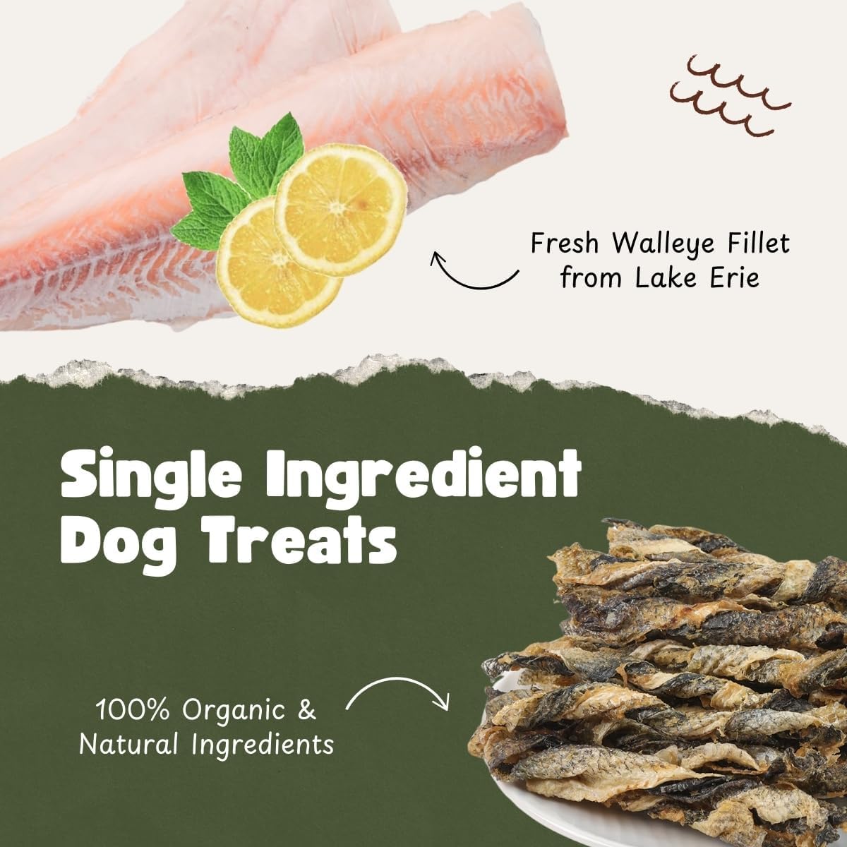 Fish Dog Treats for Small, Medium, Large Dogs | One-Ingredient Natural Organic Dog Training Treats | Human-Grade, High-Protein, Low-Fat, Omega 3, Grain-free | Satisfy Urge to Chew (1LB/16oz Bag)