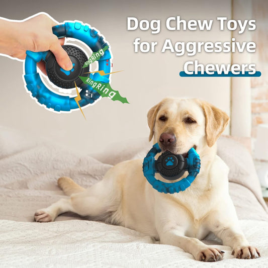 Pamlulu Chew Toys for Medium Large Breed, Tough Dog Toys for Aggressive Chewers, Indestructible Squeaky Dog Chew Toys to Keep Them Busy, Outdoor Puppy Toys Nylon&Rubber