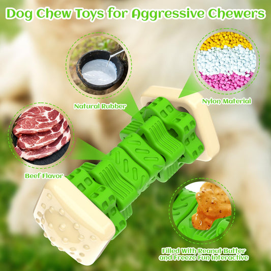 Dog Toys for Aggressive Chewers Indestructible Dog Toys, Tough Dog Chew Toys, Interactive Dog Toys Dog Puzzle Toys Rubber Dog Enrichment Toys Gift (Green, L)