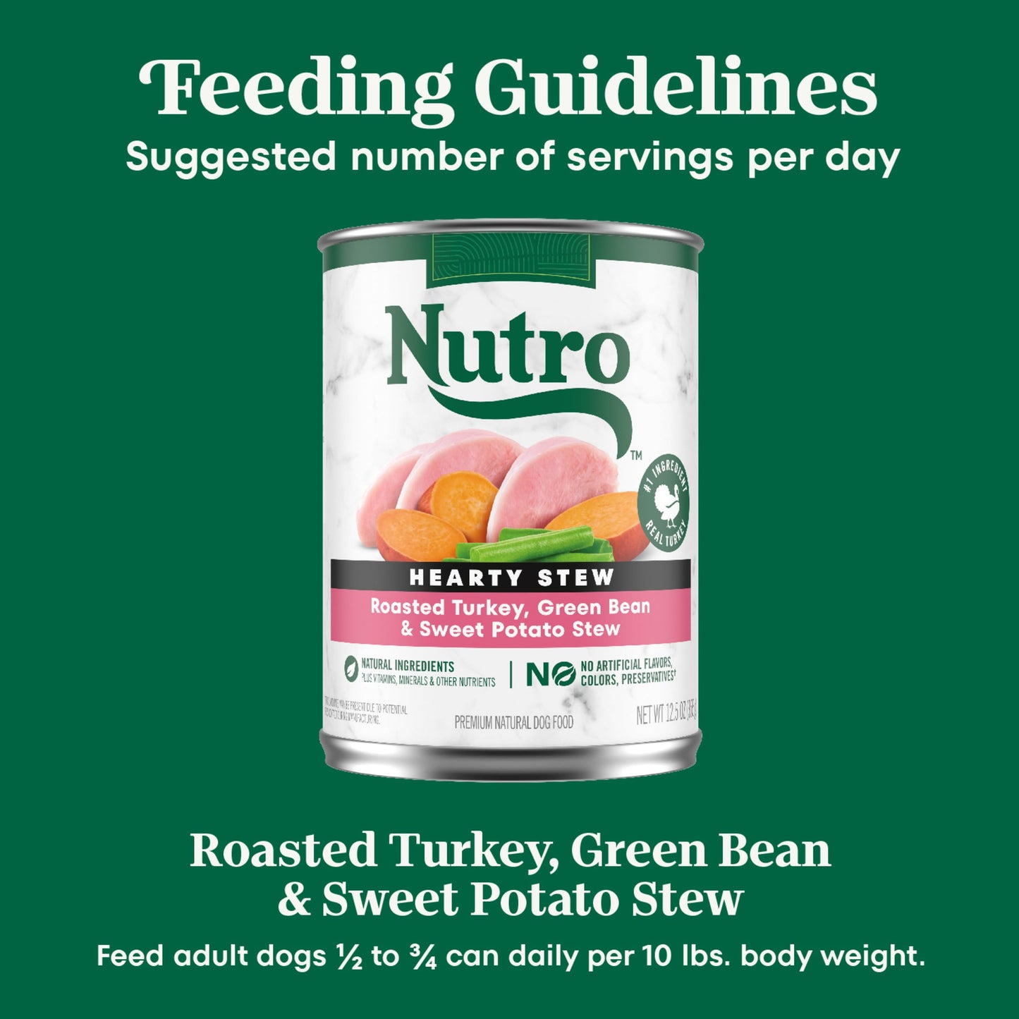Nutro Hearty Stew Cuts in Gravy Adult Wet Dog Food Turkey Recipe, 12.5 oz Cans (12 Count, Pack of 1)