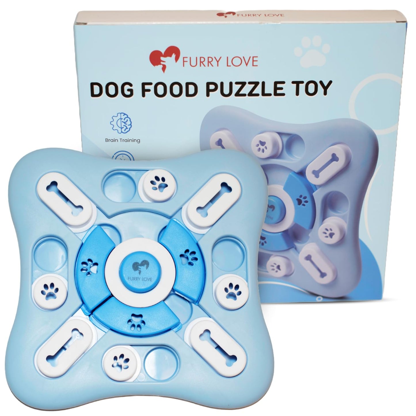 FURRY LOVE - Dog Puzzle Food Feeder | Level 3 IQ Training Toy for Small/Medium/Large Dogs | Mental Enrichment & Aggressive Chewer Gift | Interactive Treat Puzzle -Blue