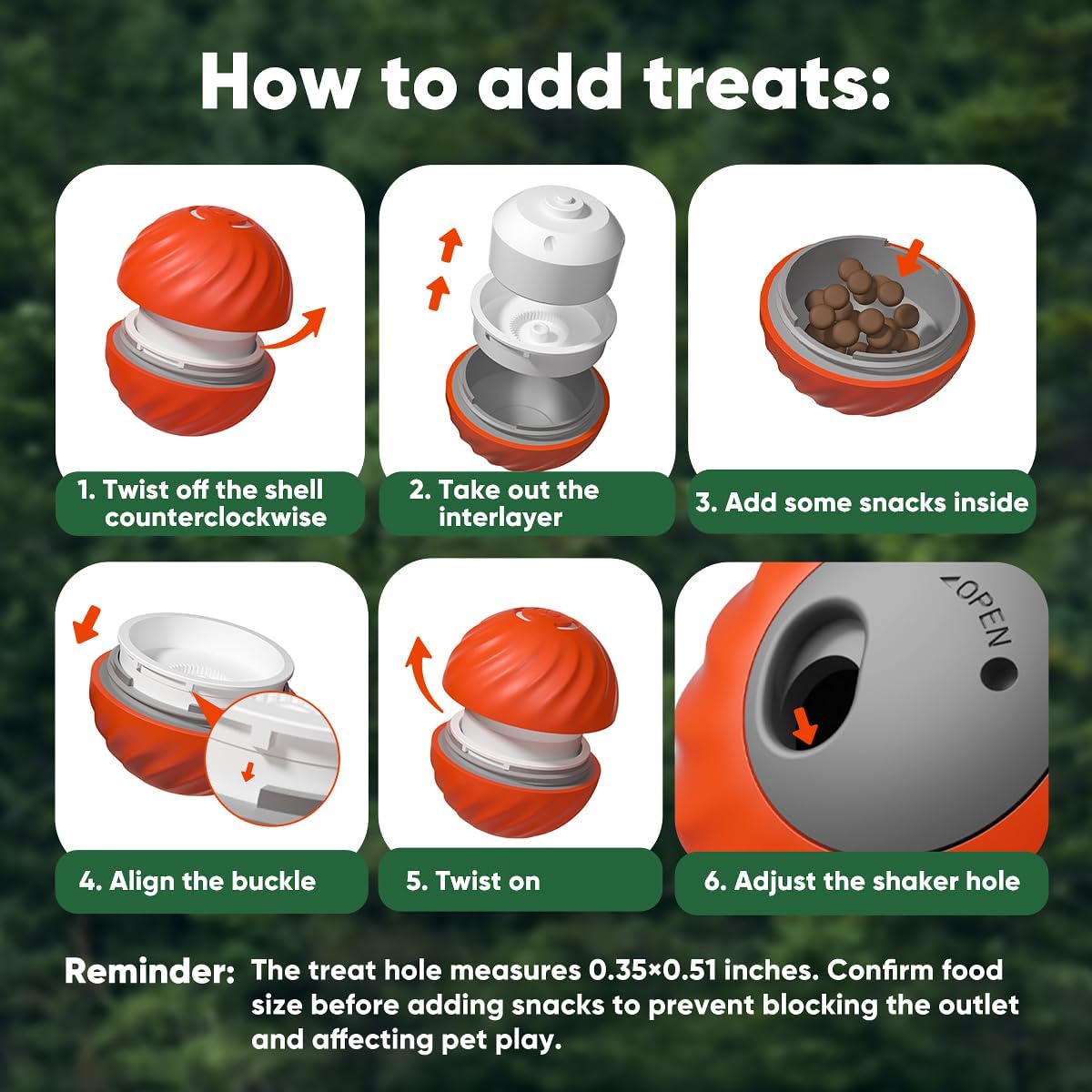 Yikuhot ﻿Interactive Dog Toys, 2025 Newly Upgraded Moving Dog Treat Toy, USB Rechargeable, Dog Toys to Keep Them Busy,Treat Ball for Teeth/Slow Feeder/IQ Training/Playing (Orange)