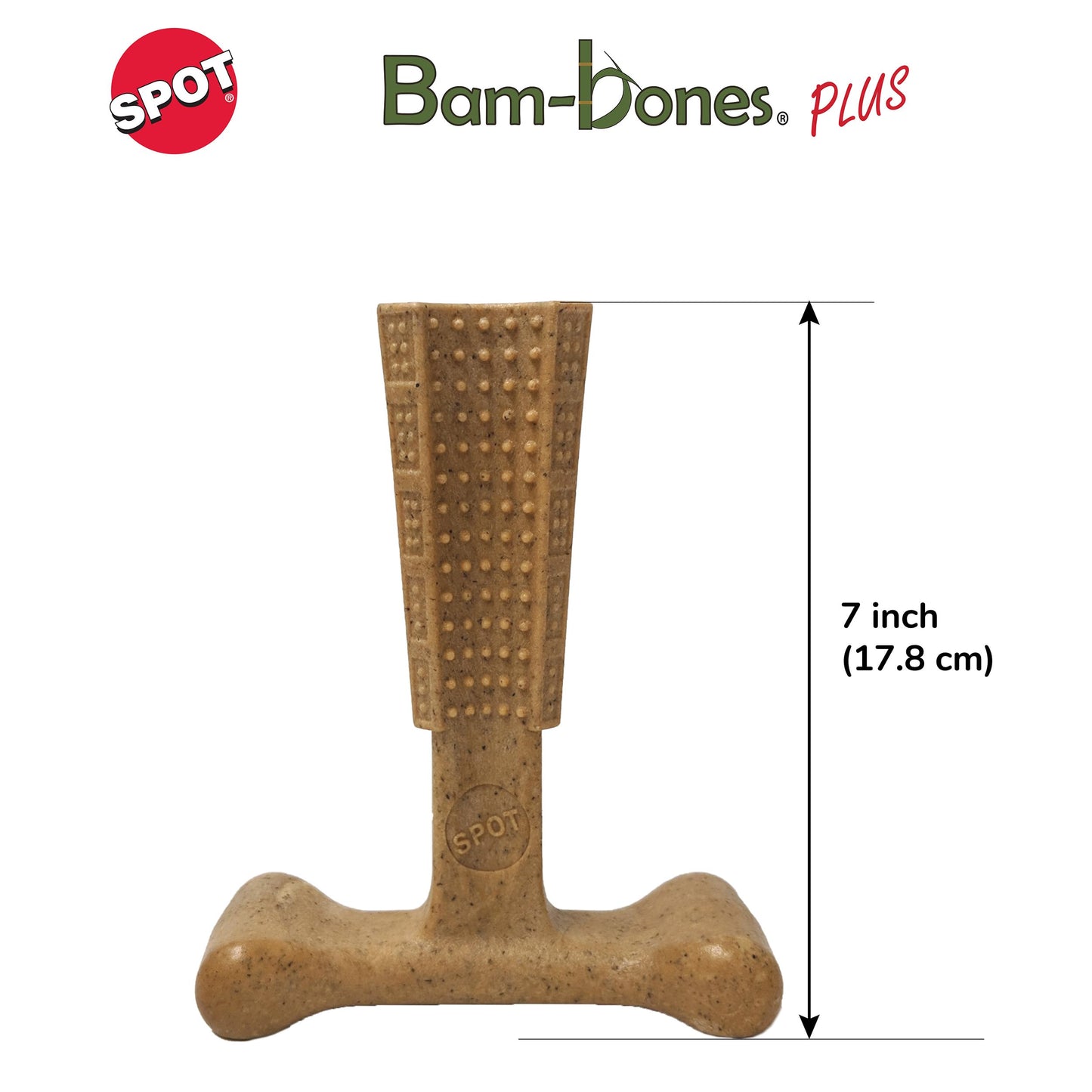 SPOT Bam-Bones Plus T-Bone, Bamboo Fiber & Nylon Dog Chew, Durable for Aggressive Chewers, Non-Splintering, for Adult Dogs & Teething Puppies Under 90lbs, 7in, Chicken Flavor