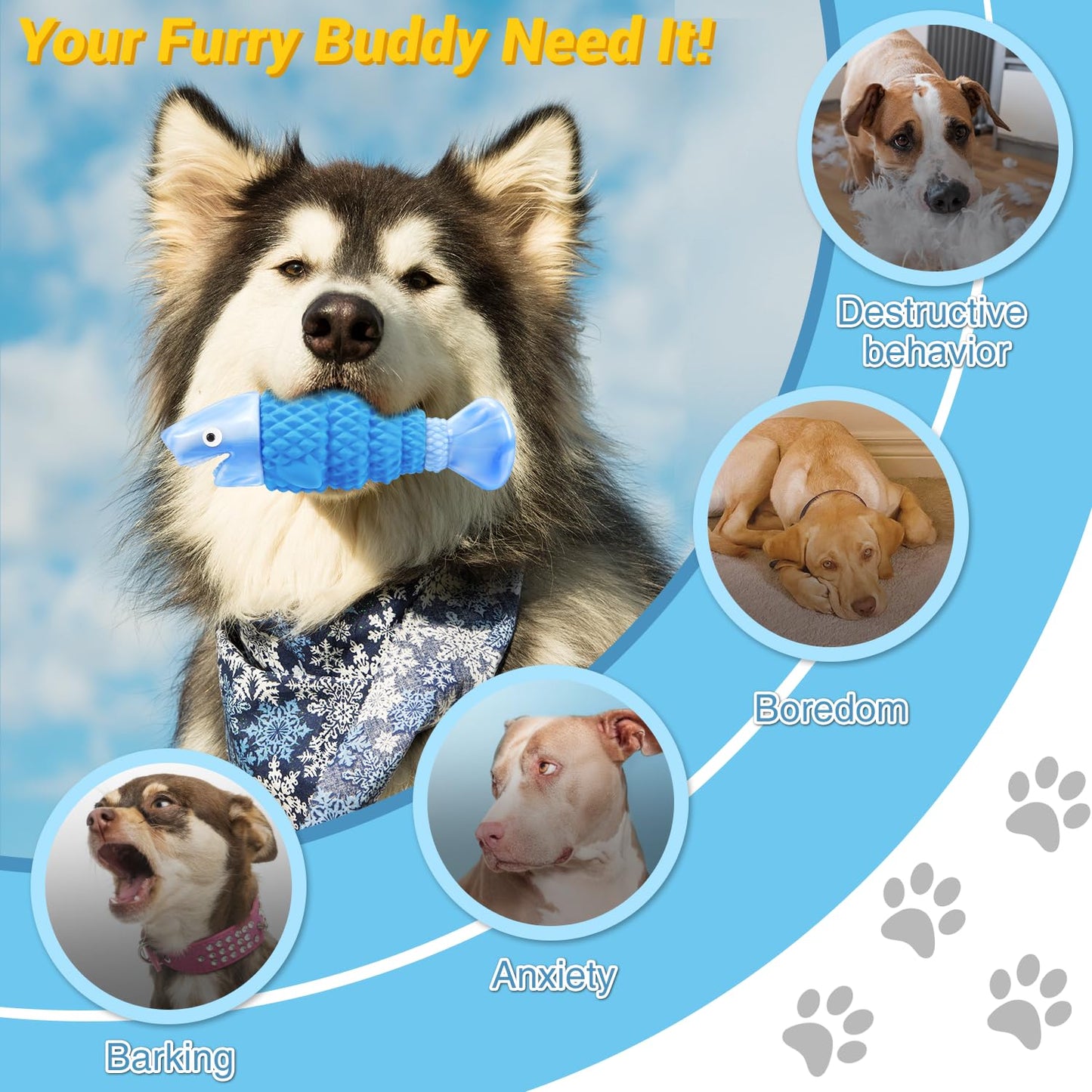 WinTour Tough Dog Toys for Aggressive Chewers, Indestructible Dog Chewers for Medium & Large Breeds, Squeaky Durable Chew Toys to Keep Them Busy, Reduce Boredom, Teeth Cleaning