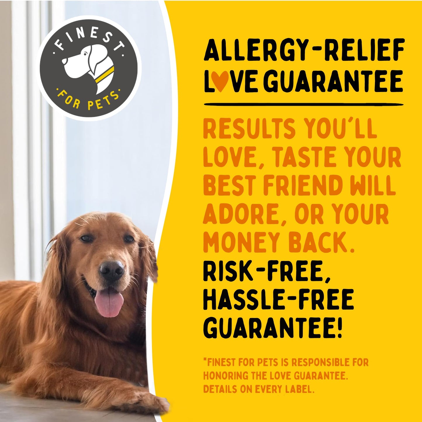 Finest For Pets Dog Allergy Relief - Dog Allergy Chews Itch Relief, Seasonal Allergy Support for Itchy Skin, with Omega 3, Pumpkin & Probiotics (120 Soft Chews)