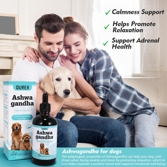 Ashwagandha Drops for Dogs, Calming Drops for Dogs with Ashwagandha Tincture, Supports Composure, Calmness, Relaxation & Emotional Balance, Dog Anxiety Relief from Fireworks, Storms, Separation & More